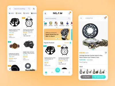 Nilam - E-commerce mobile application app app design branding e commerce e commerce app ecommerce fashion flat mobile app mobile app design mobile design mobile ui online store onlineshop project shop shopping shopping app ui ux
