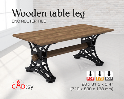 Industrial Wooden Table DXF Plans CNC Vector Files cnc cncfiles diy diyideas dxf dxffiles furniture industrial table vector