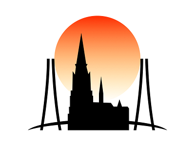 Osijek e youkoso! branding bridge graphic design illustration japan japanese style landmarks logo minimalistic osijek simple sunset