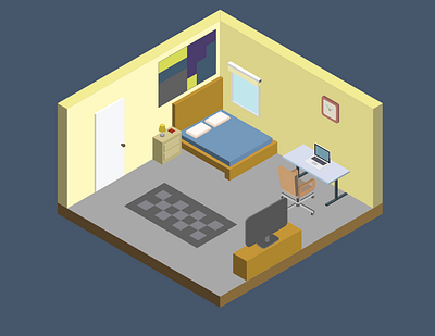 Home - Isometric Drawing bed bedroom isometric room