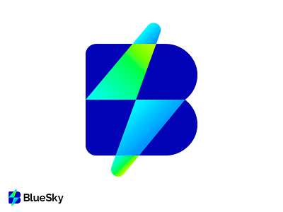BlueSky logo mark, Letter B+S+Bolt (unused) alex escu b and bolt blue sky blue sky logo mark bluesky logo branding design letter b letter s logo logotype mark minimalism symbol