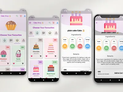 Cake Shop App adobe illustrator adobe xd appdesign appdevelopment figma flutter flutterapp flutterdevelopment ui design ux design