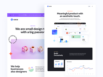 Coca - SaaS Landing Page Kit V1 agency branding coca company corporate digital kit marketing portfolio profile saas studio team ui website