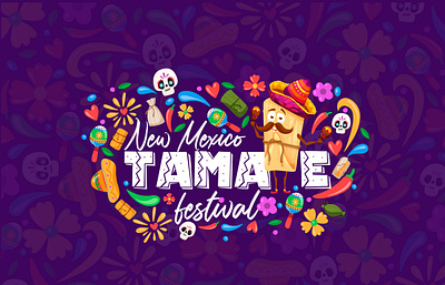 New Mexico Tamale Festival Logo branding character colorful festival food graphic design illustration logo mascot mexico