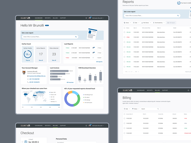 ✨ Screens of the Business Portal CARFAX car car dealer carfax clean clean ui dashboard design ui ux web app