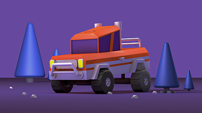Cartoon SUV 3d design lowpoly modelling render