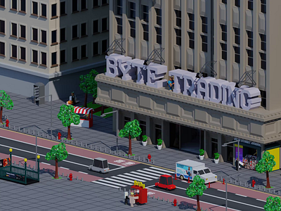 Byte Trading 3d animation blender city crypto design illustration motion render trading ui ux webgl