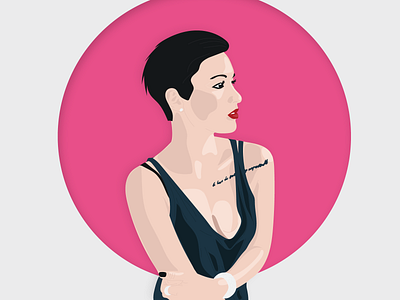 Short hair women with tattoo digital drawing girl illustration short hair women