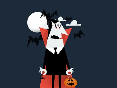 Dracul designer dracula flat design halloween illustration night procreate pumpkin
