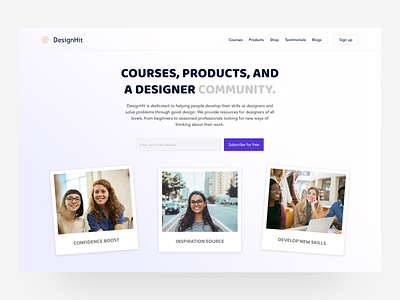 DesignHit community design community landing page design landing page ui ux design website