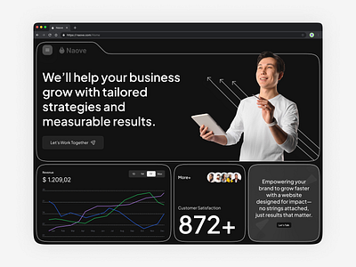 Naove - Digital Marketing Agency Website agency branding clean dark design digital figma hero marketing mode new popular section ui ux website