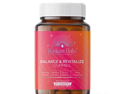 ✨ RADIANT BABE – Balance & Revitalize Gummies Supplement 🌿💖 3dmockup adobeillustrator beautysupplements brandidentity branding femininebranding foodgradepackaging graphic design gummiesdesign healthylifestyle holisticwellness logo luxurywellness minimalistdesign premiumpackaging retailpackaging selfcareaesthetic supplementpackaging sustainablepackaging wellnessbranding