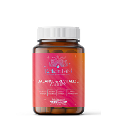 ✨ RADIANT BABE – Balance & Revitalize Gummies Supplement 🌿💖 3dmockup adobeillustrator beautysupplements brandidentity branding femininebranding foodgradepackaging graphic design gummiesdesign healthylifestyle holisticwellness logo luxurywellness minimalistdesign premiumpackaging retailpackaging selfcareaesthetic supplementpackaging sustainablepackaging wellnessbranding