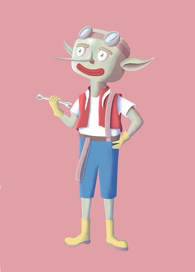 Mechanic goblin cartoon character design design digital painting draw drawing illustration painting