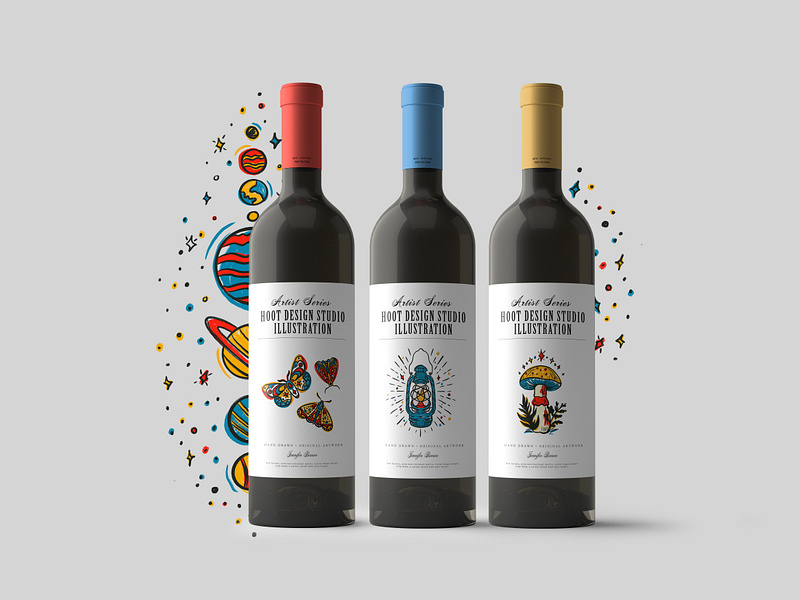 Wine Bottle Label Design brand branding design graphic design hand drawn illustration illustration art illustrator label label design labels packaging packaging design visual identity wine wine bottle wine label wine packaging winery
