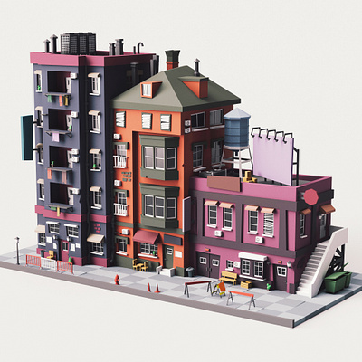 Street Buildings 05 apartment stylized