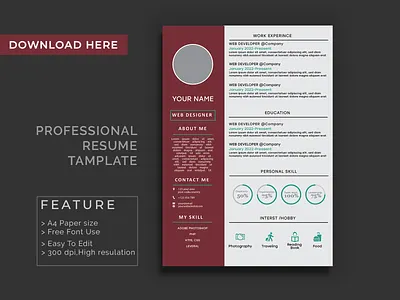 Professional CV/Resume Template clean resume word template cv free cv free resume template