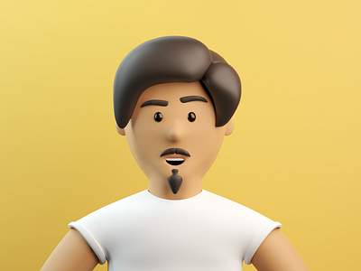 Mustachioed guy 3d 3d art 3d man art blender illustration man mustache yellow