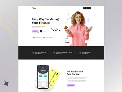 Bank - Finance Landing Page bank business card cash credit debit digital banking features finance financial fintech home page mobile banking money payment ui uxdesign web web design website