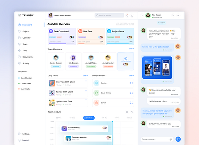 Task Management Dashboard - Web UI agile chat company daily dashboard management project scrum task team ui web