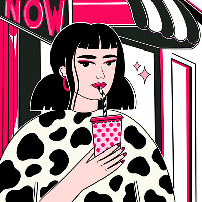 Pink Latte editorial girl illustration graphic design illustration
