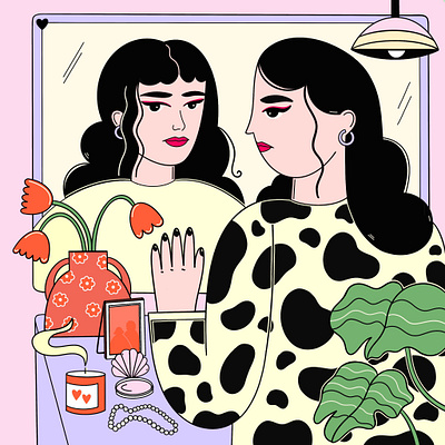 Mirror editorial girl illustration graphic design illustration