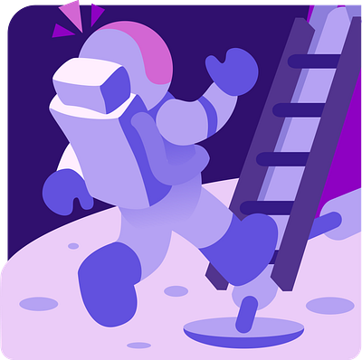 "One Small Misstep For a Man" astronaut error illustration space