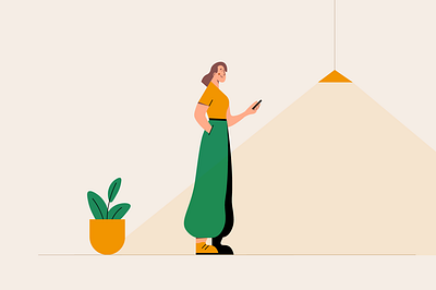 COLOR ILLUSTRATIONS 01 character color colorful flat girl green illustration light office phone vector woman yellow