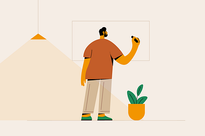 COLOR ILLUSTRATIONS 03 boy classic colorful flat graphic design green illustration man men minimal motion graphics vector yellow