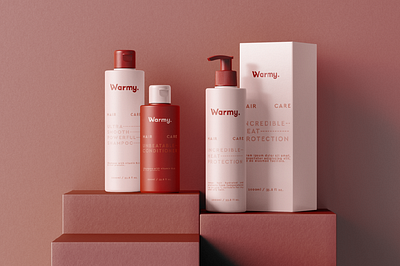 Warmy - Branding pt2 brand branding care cosmetics cream design graphic design logo mockup product red skin skincare typography warm white