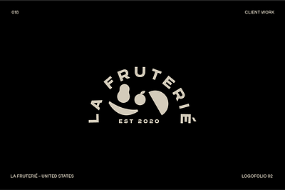 LA FRUTERIÉ - Logo apple avocado banana brand branding food fruit graphic design greengrocer illustration logo minimalism modern nature peach shop typography vector watermelon