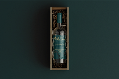 MAJUELO - Bottle Mockup 3d box brand branding classic elegant fancy graphic design green logo modern render serif typography vector wine