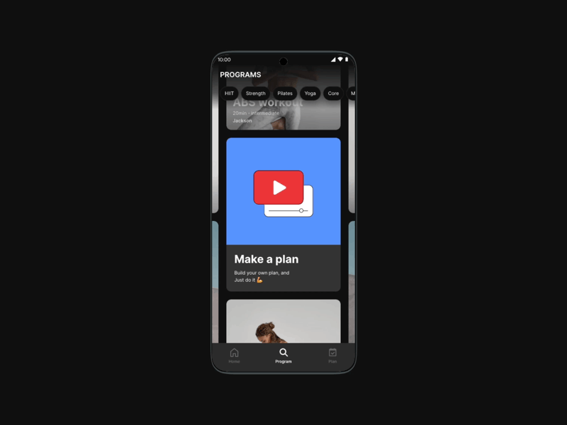 YouTube Fitness ui - set up app fitness ui interaction design mobile motion design set up ui ui ui design ux youtube