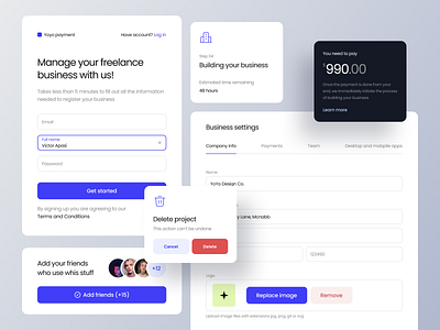 Freelance platform components app components dashboard design design system fintech freelance minimal money payment platform typography ui ui kit ux web website