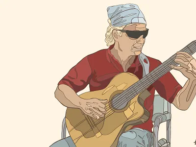 Kaweh the Guitarist design free freelance guitar illustration illustrator music soft colors travel