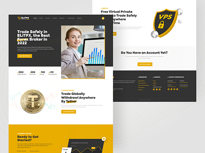 ELLITFX - Forex Broker Landing Page broker crypto figma forex forex broker landing light modern ui ui design website yellow