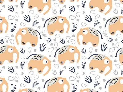 Cute Baby Elephant Seamless Pattern all over print baby elephant baby fabric baby pattern childish pattern creativepattern elephant packaging repeat safari screen print seamless pattern textile pattern