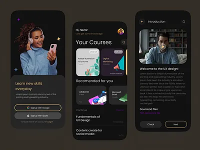 Online learning app adobe xd app design design learning app nezar ismail online learning app online ourse ui ui ux ui ux design