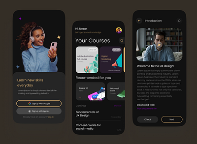 Online learning app adobe xd app design design learning app nezar ismail online learning app online ourse ui ui ux ui ux design