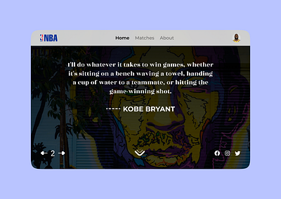 Sports Landing Page (Daily UI - 100) basketball bryant dailyui dailyuichallenge design figma kobe landing page media navigation pagination positivity quotes social sports ui