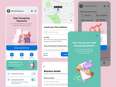 PhonePe Business app design illustration ui ux