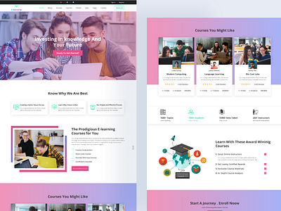 E-learning design e learning e learning ebsite education landing page landing page design online education ui uiux ux web landing page