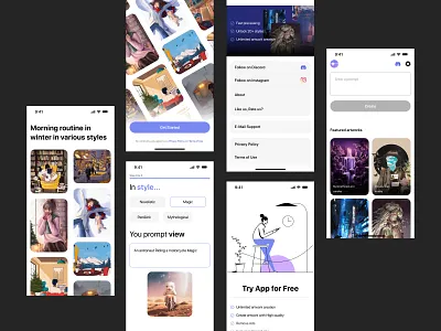 AI art generation app app branding design ui ux