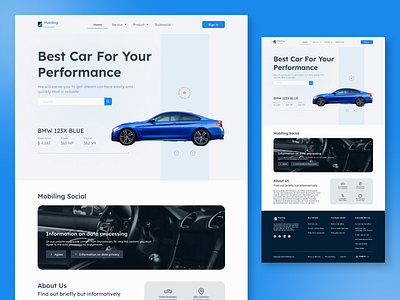 Mobiling - Car Delaership Web blue car car dealership car showroom car website clean header homepage inspiration landing page light marketplace web design ui ui design uiux ux vehicle marketplace vehicle rental web design website design