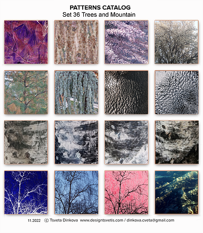 Patterns Catalog Set 36 Trees and Mountain amazing beautiful branches gorgeous leaves mountain nature patterns catalog photography set 36 trees