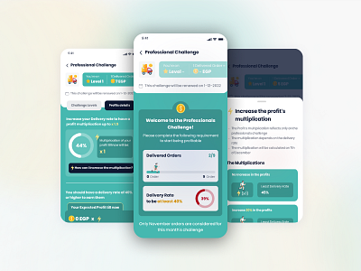 Taager - Reward program (Professional Challenge) app bonus design experience fun game gamification gamified incentive levels mobile app profit program progress reward ui win