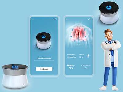 Wireless Artificial Intelligence Stethoscope app figma fron end developer graphic design iot app mobile app stethoscope ui ui design ui ux uiux user interface wireless