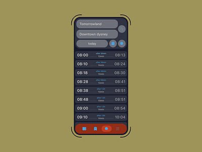 Disney Monorail Schedule app dailyui design mobile ui ux