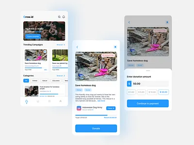 Donation App crowdfunding design donation figma funding mobile mobile ui ui