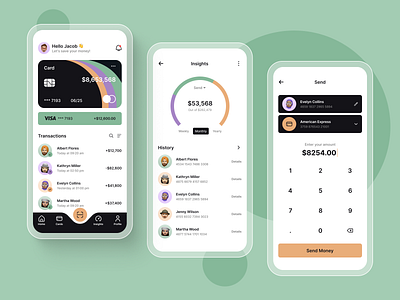 Banking Wallet Mobile App app design bank account bank app bank card credit card e wallet finance app financial fintech fintech app mobile banking mobile ui money management money transfer online wallet payment send money transactions